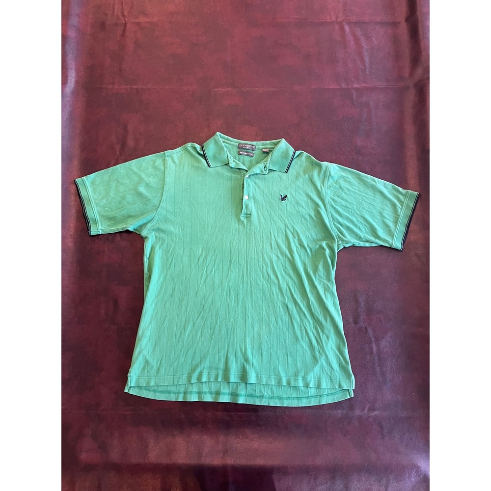 Lyle & Scott Scotland Mens Green Ribbed Cotton Polo Shirt Size Large Eagle Logo